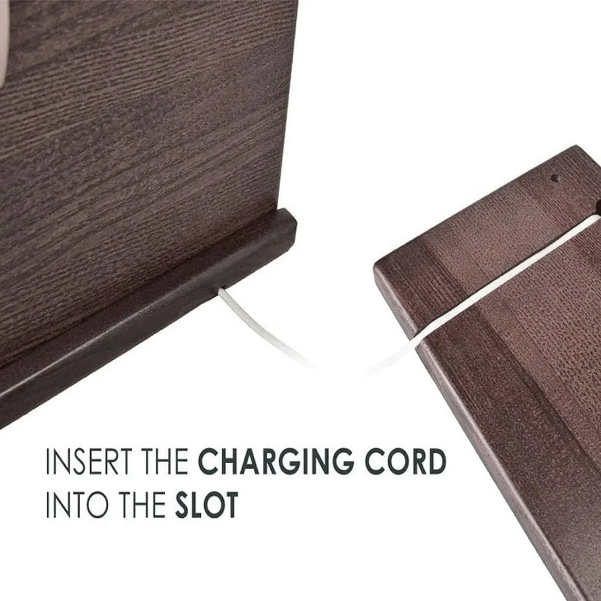 Solid Wood Multi function Desktop Phone Stand Durable Stable Non Slip Space Saving