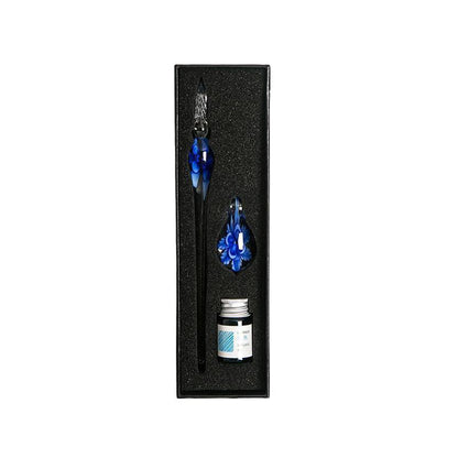 Crystal Flower Glass Dipping Dip Pen Writing Set Gift Pack Fountain Calligraphy - Yellow