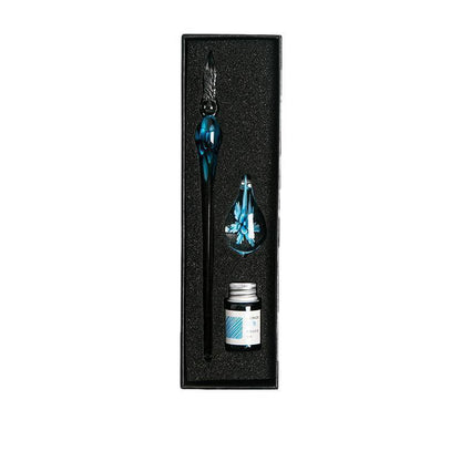Crystal Flower Glass Dipping Dip Pen Writing Set Gift Pack Fountain Calligraphy - Yellow