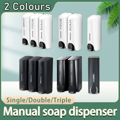 Hotel Wall Mounted Soap Dispenser Bathroom Shampoo Shower Gel Hand Soap Box - White-Double - Mekamart Australia