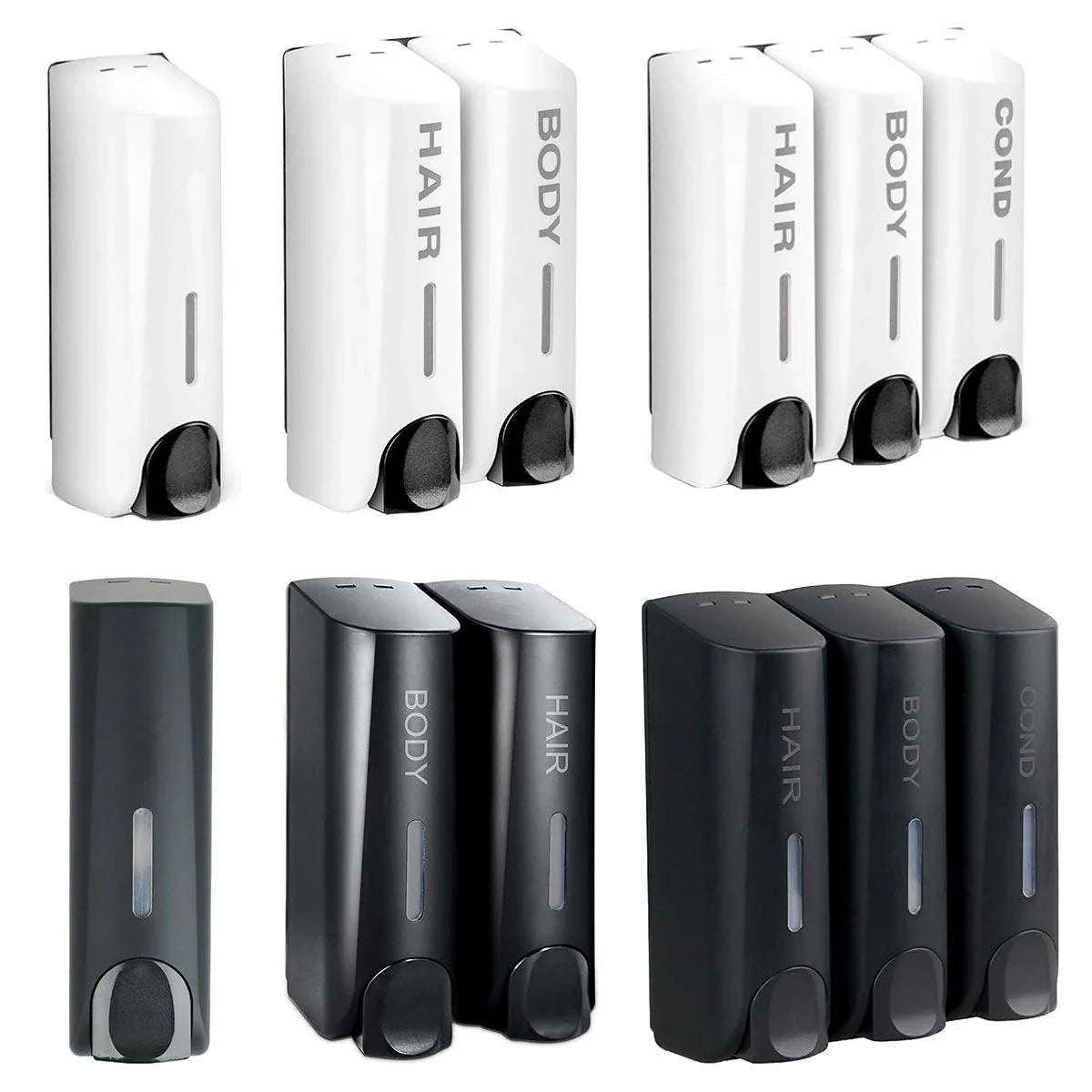 Hotel Wall Mounted Soap Dispenser Bathroom Shampoo Shower Gel Hand Soap Box - White-Double - Mekamart Australia