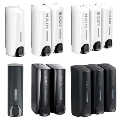 Hotel Wall Mounted Soap Dispenser Bathroom Shampoo Shower Gel Hand Soap Box - White-Double - Mekamart Australia