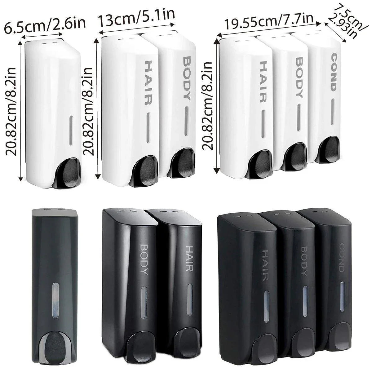 Hotel Wall Mounted Soap Dispenser Bathroom Shampoo Shower Gel Hand Soap Box - White-Double - Mekamart Australia