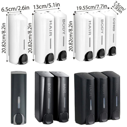 Hotel Wall Mounted Soap Dispenser Bathroom Shampoo Shower Gel Hand Soap Box - White-Double - Mekamart Australia