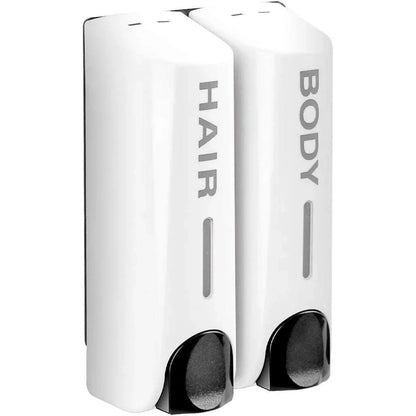 Hotel Wall Mounted Soap Dispenser Bathroom Shampoo Shower Gel Hand Soap Box - White-Double - Mekamart Australia