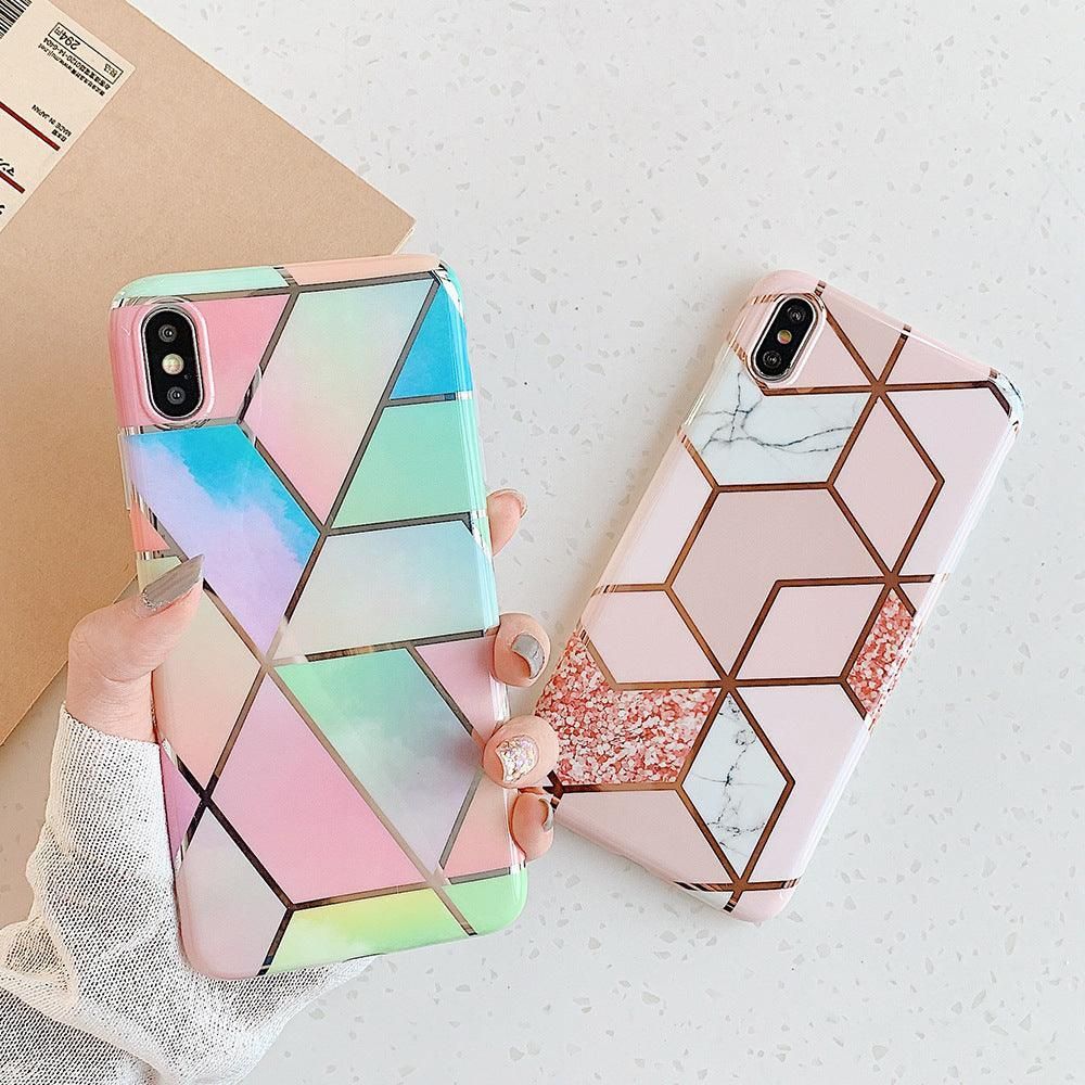 Rainbow Case for iPhone 14 13 12 11 Pro Max XR XS Marble Phone Shockproof Cover Silicone - For iphone  13