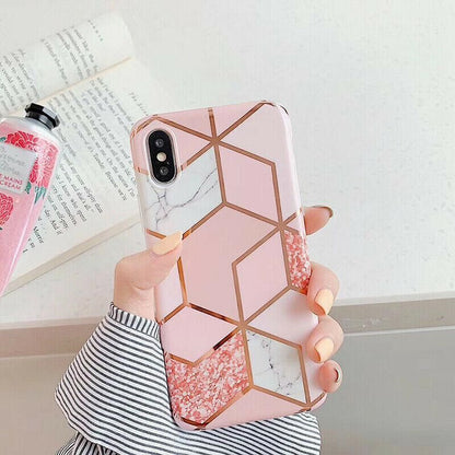 Case For Iphone 13 12 11 Pro Max Xr Xs 8 Marble Phone Shockproof Cover Silicone