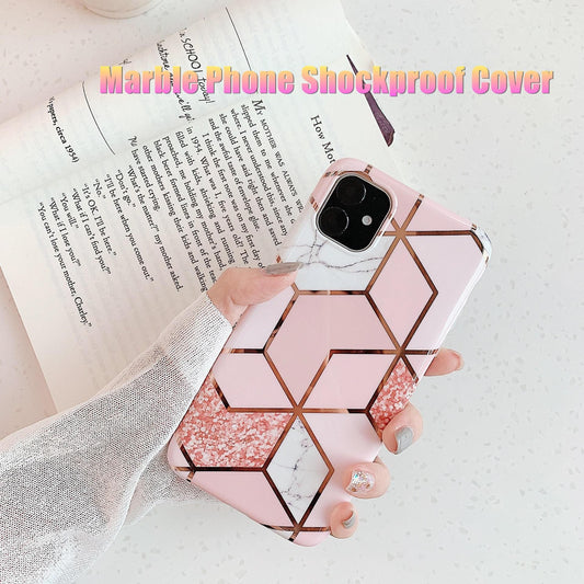 Case For Iphone 13 12 11 Pro Max Xr Xs 8 Marble Phone Shockproof Cover Silicone