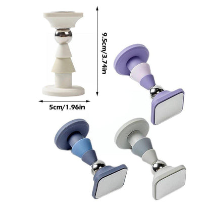 Silicone Silent Door Stopper with Suction Base and Secure Hold Catch Design - Grey
