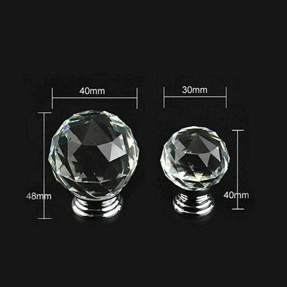 Crystal Glass Cabinet Knobs Drawer Pull Handles Cupboard Door Knob with Screws 10Pcs - 40mm