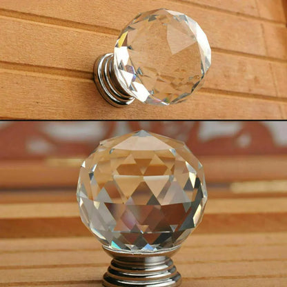 Crystal Glass Cabinet Knobs Drawer Pull Handles Cupboard Door Knob with Screws 10Pcs - 40mm
