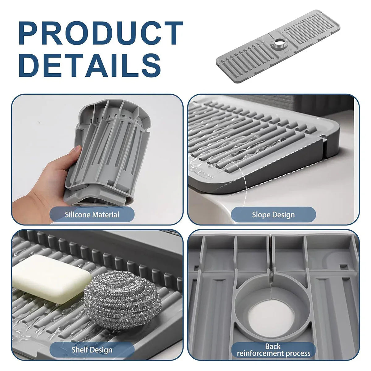 Faucet Draining Pad Narrow Sink Splash Guard Mat for Washbasin Water Catcher - Green - Mekamart Australia