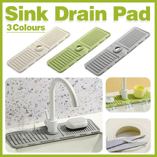 Faucet Draining Pad Narrow Sink Splash Guard Mat for Washbasin Water Catcher - White - Mekamart Australia