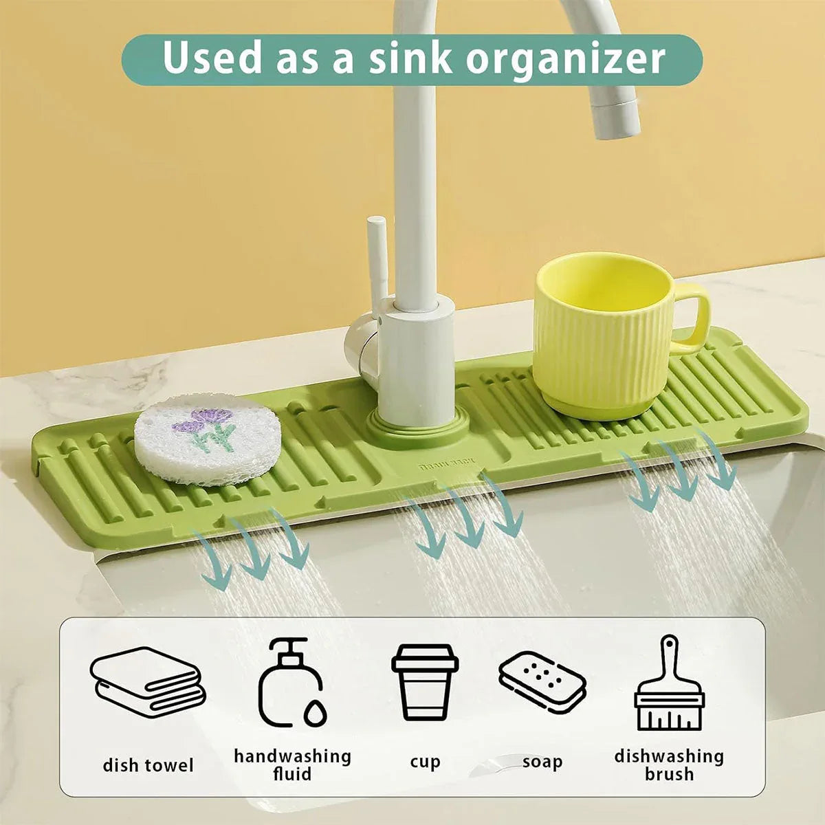 Faucet Draining Pad Narrow Sink Splash Guard Mat for Washbasin Water Catcher - White - Mekamart Australia