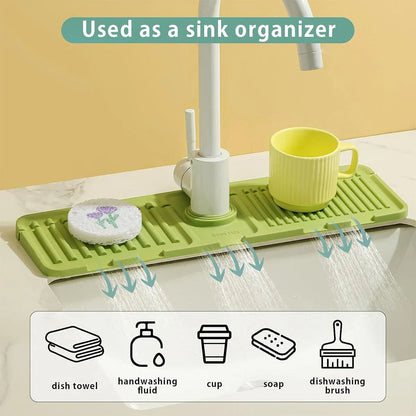 Faucet Draining Pad Narrow Sink Splash Guard Mat for Washbasin Water Catcher - White - Mekamart Australia