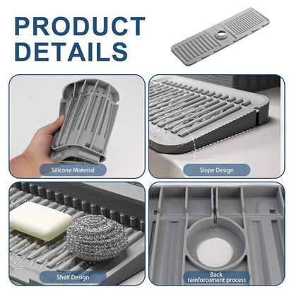 Faucet Draining Pad Narrow Sink Splash Guard Mat for Washbasin Water Catcher - White - Mekamart Australia