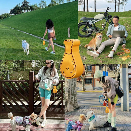Portable Pet Water Bottle Outdoor Feeder Dual Purpose Drinking Travel Use - Orange