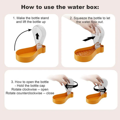 Portable Pet Water Bottle Outdoor Feeder Dual Purpose Drinking Travel Use - Orange