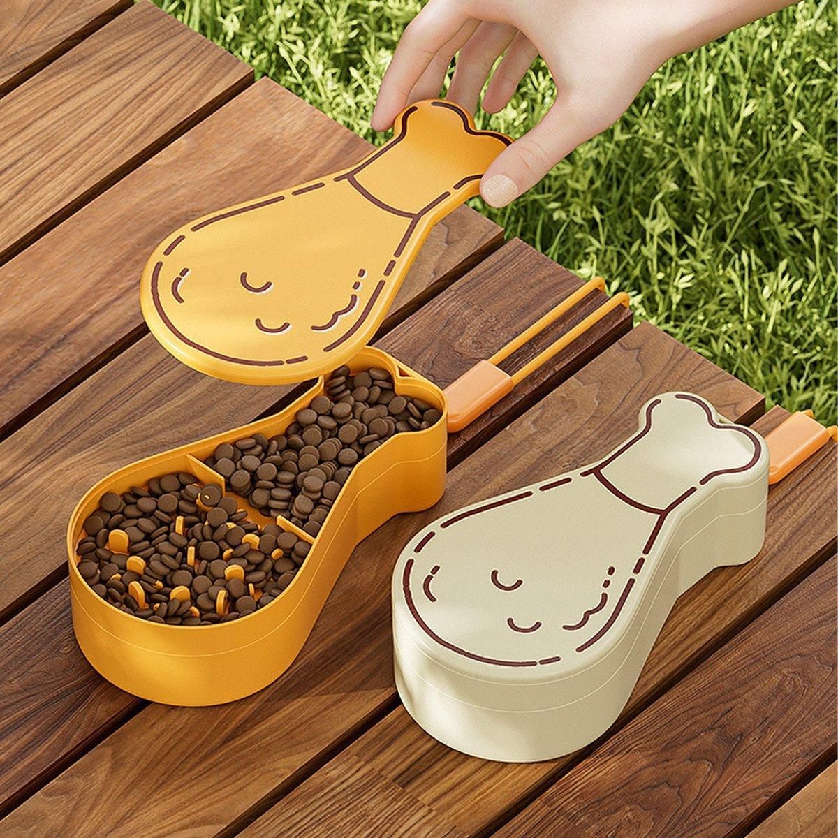 Portable Pet Water Bottle Outdoor Feeder Dual Purpose Drinking Travel Use - Orange