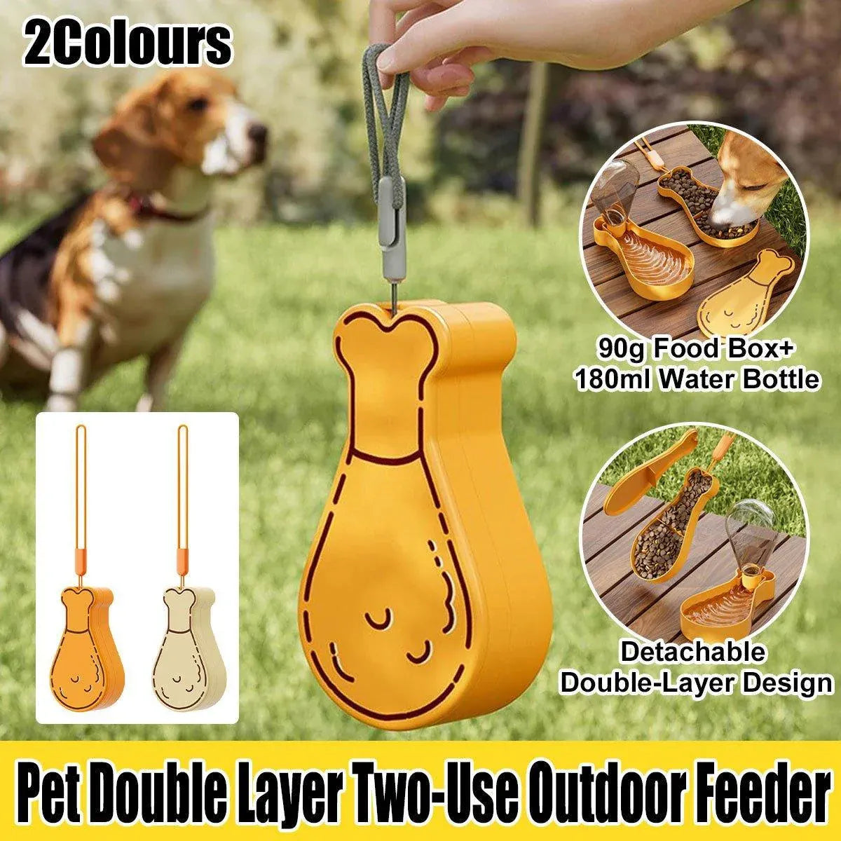 Portable Pet Water Bottle Outdoor Feeder Dual Purpose Drinking Travel Use - White
