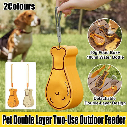 Portable Pet Water Bottle Outdoor Feeder Dual Purpose Drinking Travel Use - White