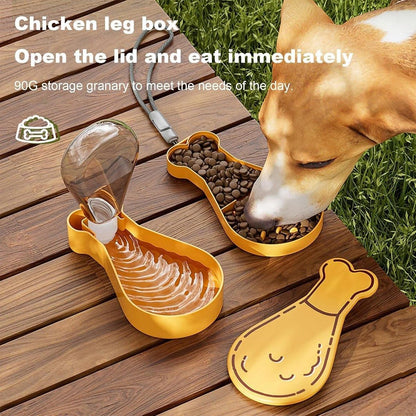 Portable Pet Water Bottle Outdoor Feeder Dual Purpose Drinking Travel Use - White