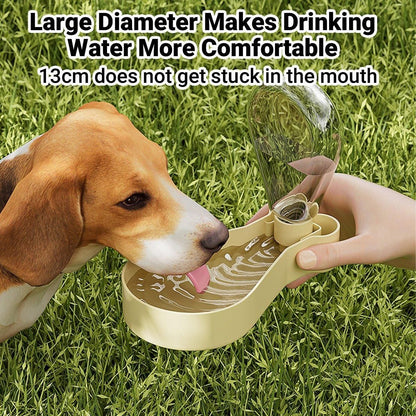 Portable Pet Water Bottle Outdoor Feeder Dual Purpose Drinking Travel Use - White