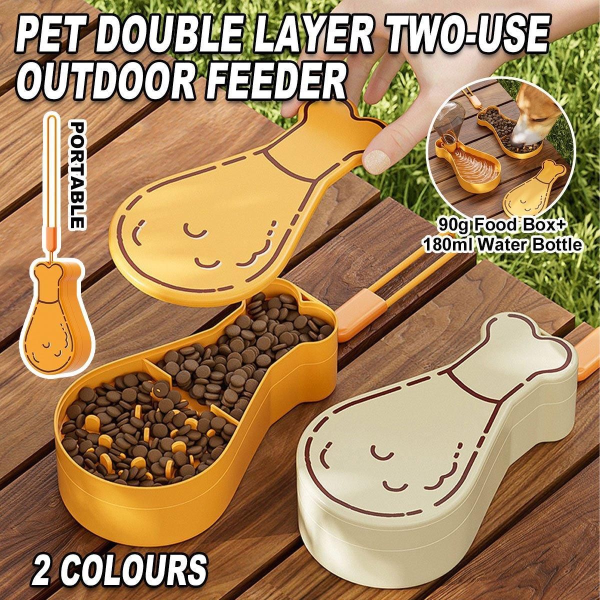 Portable Pet Water Bottle Outdoor Feeder Dual Purpose Drinking Travel Use - White