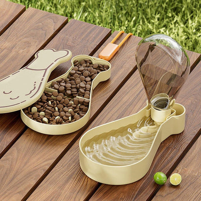 Portable Pet Water Bottle Outdoor Feeder Dual Purpose Drinking Travel Use - White