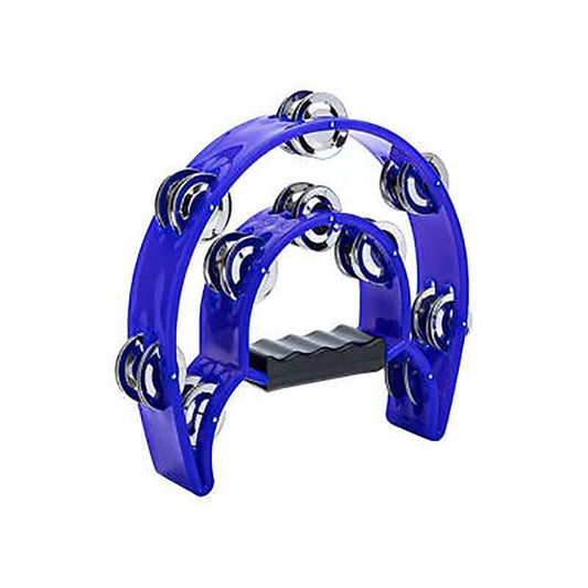 Double Half Moon Tambourine Handheld Musical Percussion Instrument Bell Drum - Blue