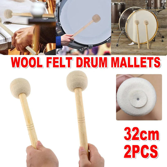 2pcs Felt Drumsticks Gong Mallets Soft Hammer Drum Accessories Percussion Tools