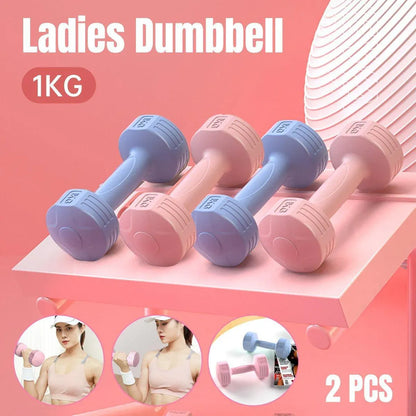 Ladies 1kg Dumbbells for Fitness Exercise Yoga Home Training Slim Arm Workout - Pink