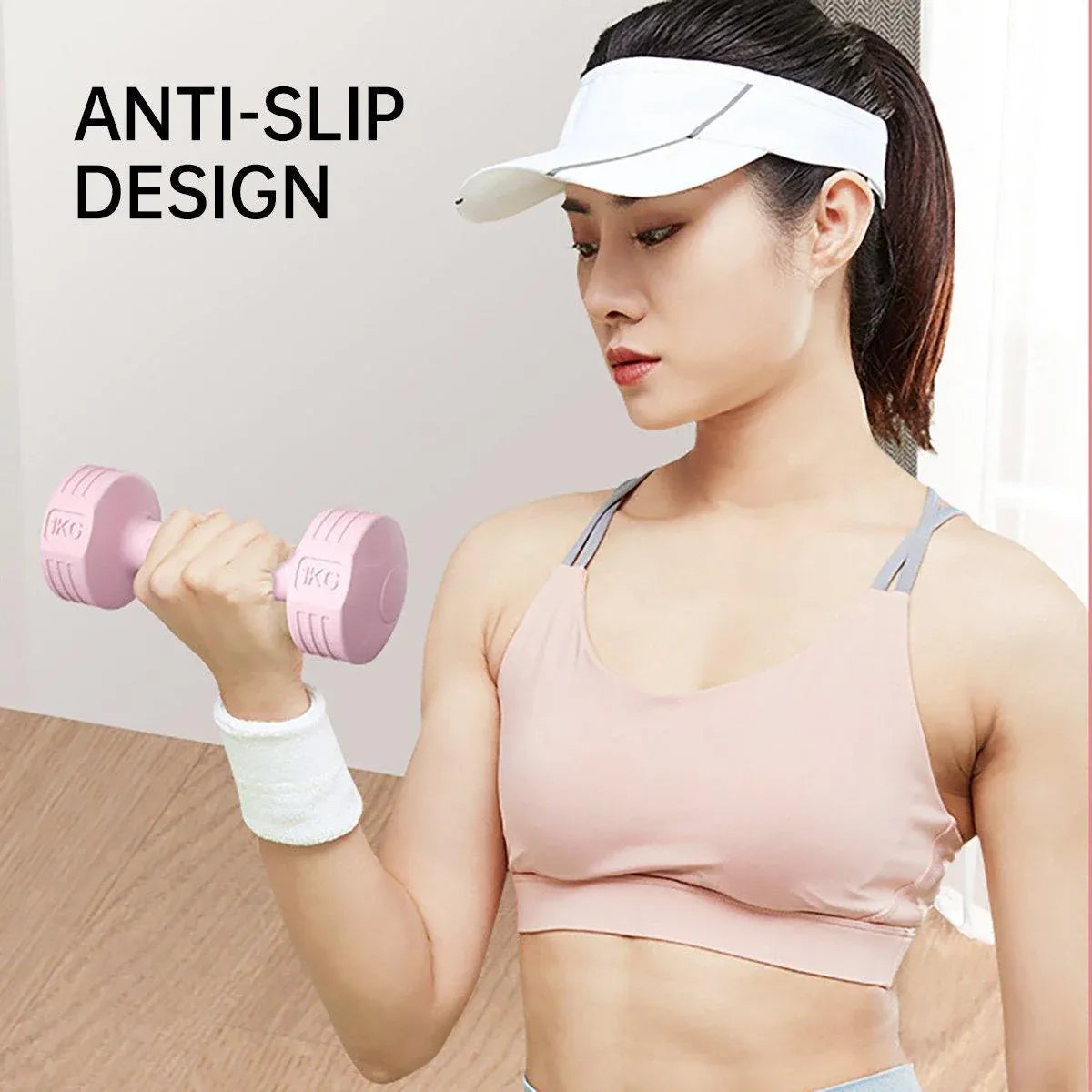 Ladies 1kg Dumbbells for Fitness Exercise Yoga Home Training Slim Arm Workout - Pink