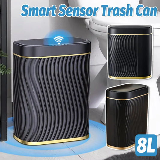 Sensor Trash Can 8L Narrow Black Smart Bin Touchless Bathroom Toilet Waste Bin - Mekamart Australia