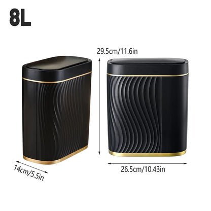 Sensor Trash Can 8L Narrow Black Smart Bin Touchless Bathroom Toilet Waste Bin - Mekamart Australia