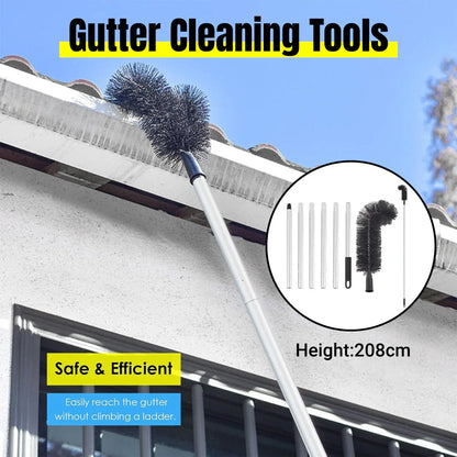 Gutter Cleaning Brush Roofing Tool with Pole 208cm for Long Splicing Gutter - Mekamart Australia
