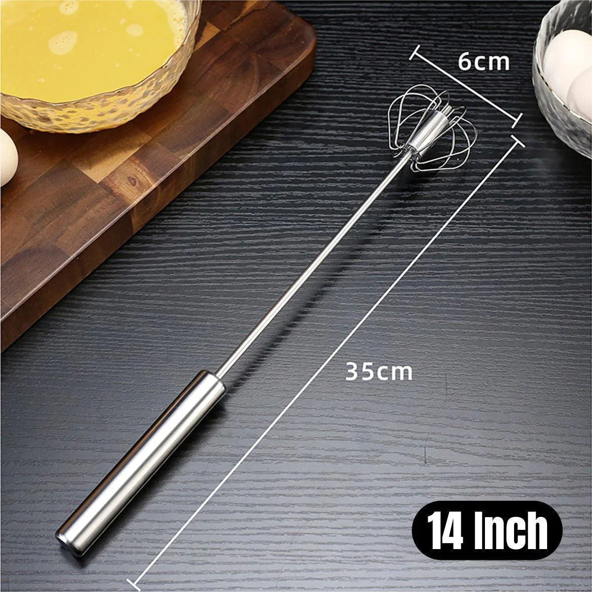 Stainless Steel Semi-Automatic Egg Beater Hand Pressed Kitchen Baking Tool - 12 Inch - Mekamart Australia