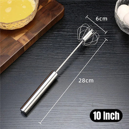 Stainless Steel Semi-Automatic Egg Beater Hand Pressed Kitchen Baking Tool - 12 Inch - Mekamart Australia