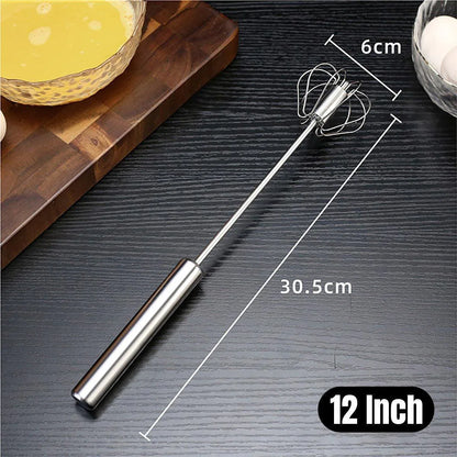 Stainless Steel Semi-Automatic Egg Beater Hand Pressed Kitchen Baking Tool - 12 Inch - Mekamart Australia