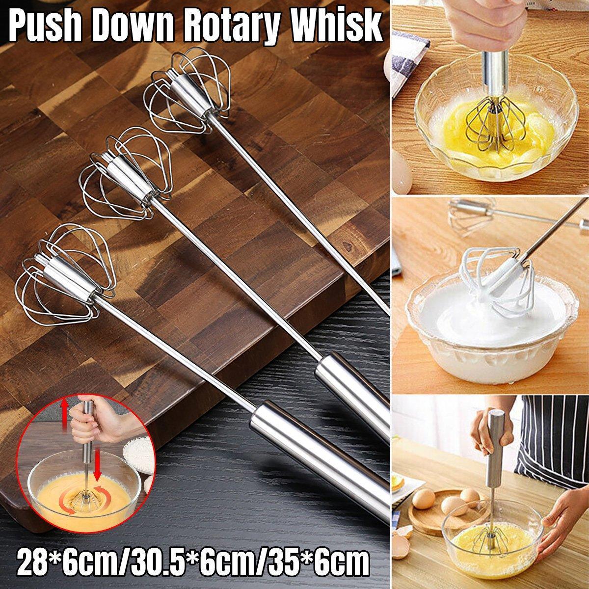 Stainless Steel Semi-Automatic Egg Beater Hand Pressed Kitchen Baking Tool - 14 Inch - Mekamart Australia