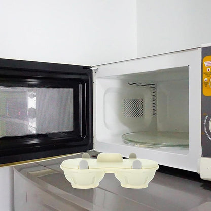 Microwave Egg Steamer With Lid Kitchen Egg Cooker Poacher Steam Box Container - White - Mekamart Australia