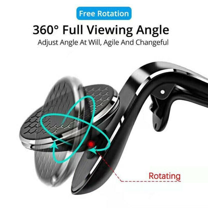 Universal Car Phone Holder Mini 360 Degree Rotating Air Vent Mount Clip Stand - Black