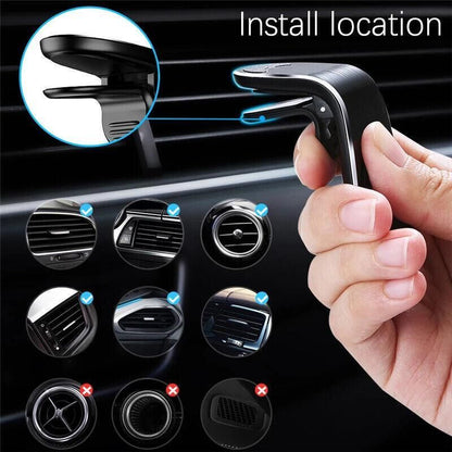 Universal Car Phone Holder Mini 360 Degree Rotating Air Vent Mount Clip Stand - Silver