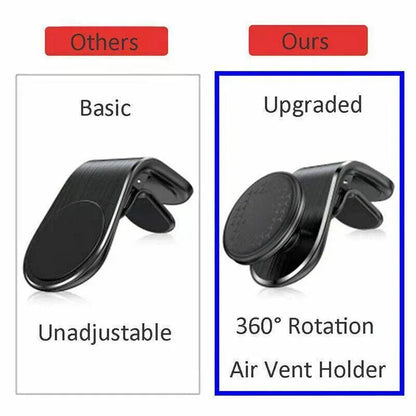 Universal Car Phone Holder Mini 360 Degree Rotating Air Vent Mount Clip Stand - Silver
