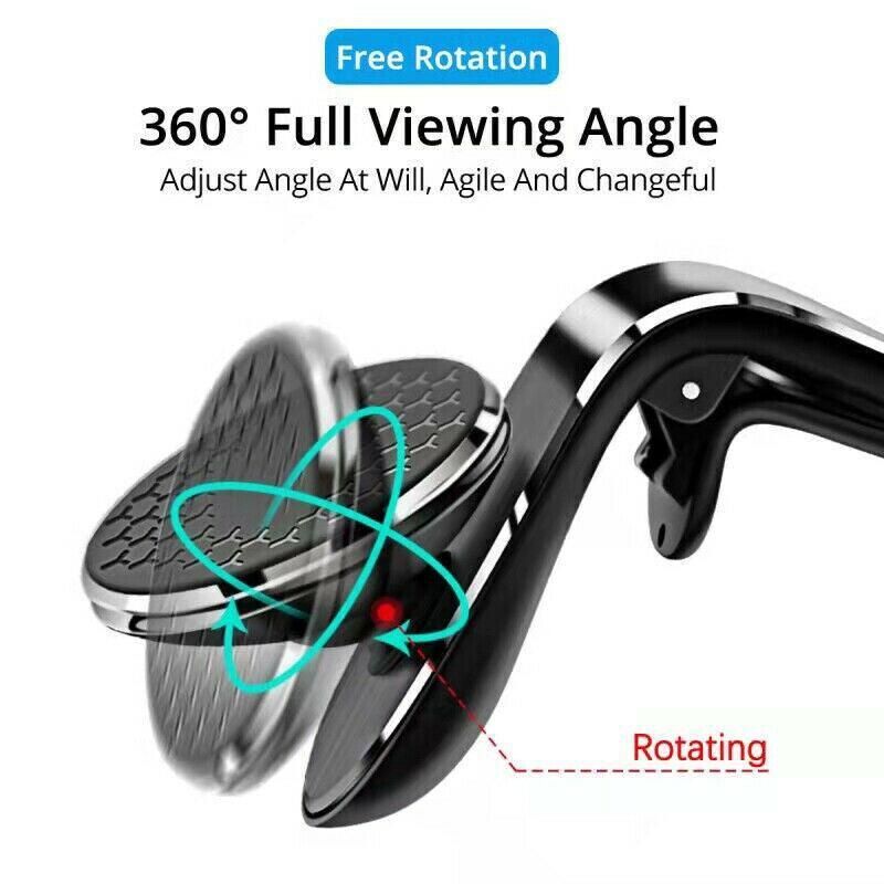 Universal Car Phone Holder Mini 360 Degree Rotating Air Vent Mount Clip Stand - Silver