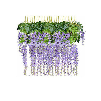 12X Artificial Silk Fake Flower Garland Vine Wisteria Leaf Hanging Wedding Decor - White - Mekamart Australia