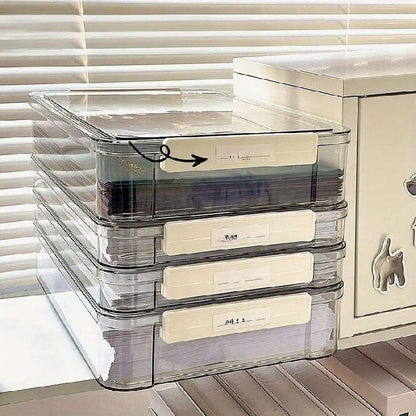 Large Capacity A4 File Storage Box Transparent Plastic Document Organizer Case - Large
