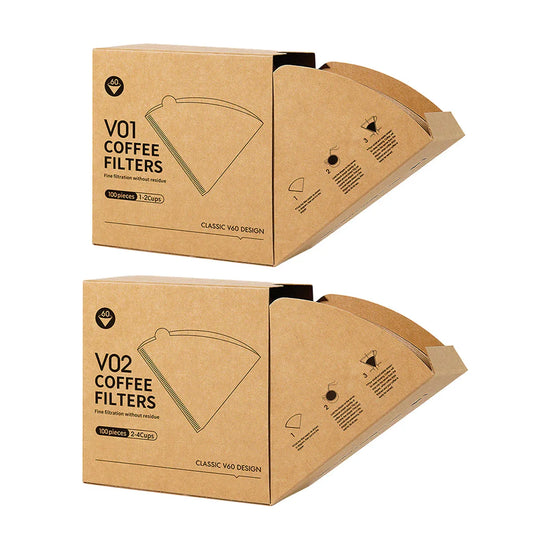 100PCS Coffee Filter Paper Drip Cone Funnel Handmade Filters for Coffee Machine - V02-100PCS - Mekamart Australia