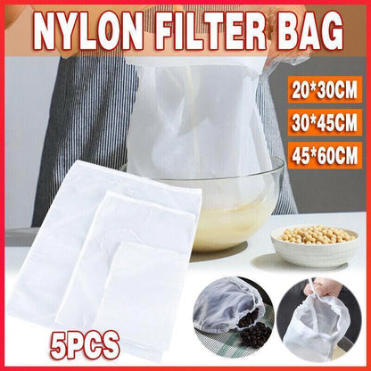 Micron Reusable Nylon Fine Mesh Food Strainer Filter Bag For Nut Milk Coffee - 30*45CM - Mekamart Australia