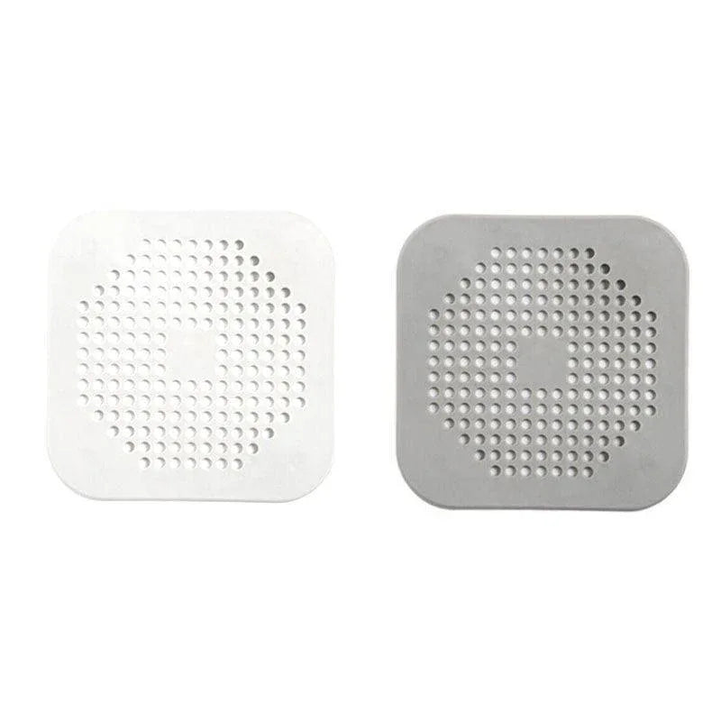 2X Square Drain Cover For Shower Drain Hair Catcher Flat Silicone Plug For Bath - Grey - Mekamart Australia